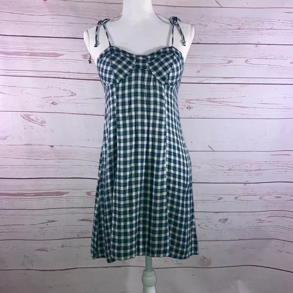 green emerald velvet dress Green Flannel Plaid Tatum Mini Dress Medium main image 1